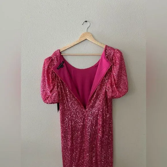 Boston Proper Sparkling Pink Sequin Short Sleeve Mini Dress Size 14 - Picture 9 of 9